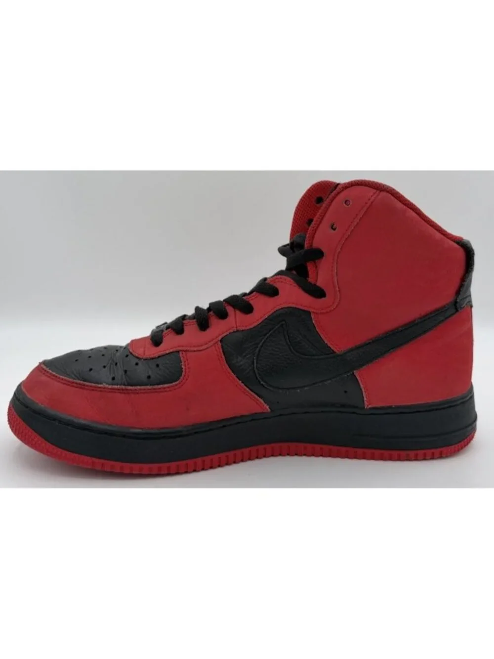 Nike By You Air Force 1 High Red Black Leather Shoes Sneakers DZ3610-900 Size 11